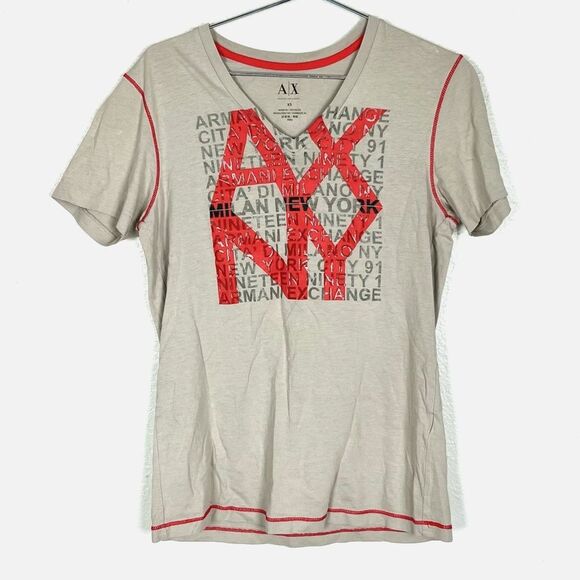 Armani Exchange V Neck Short Sleeve Graphic Tee - Picture 1 of 3